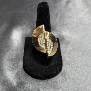 Kenneth Jay Lane Gold and Silver Crystal Ring